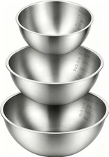 Stainl Steel Mixing Bowls Set of 3, 1.5/2.5/4 Qt Metal Bowls with