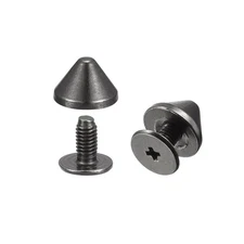 9x6mm Screw Back Rivets, 50 Sets Solid Leather Studs for DIY Black
