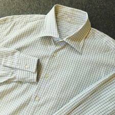 Salvatore Ferragamo Checkered Button Down Luxury 100 Cotton Italian Size 17 XL