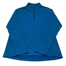 REI 1/4 Zip Base Layer Shirt Mens L Blue Waffle Vented Midweight Hiking Outdoors