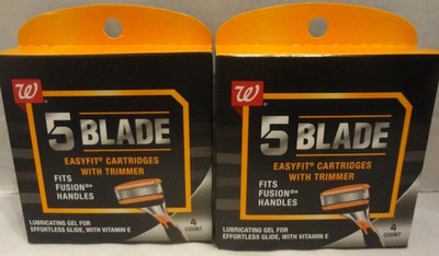 2 Walgreens Men's 5-Blade EasyFit Razor Cartridges w/ Trimmer, 2 packs of 4