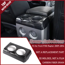 Carbon Fiber Armrest Box Rear Cup Holder Trim Frame Cover For 2009-14 Ford F150
