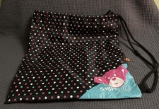 Backpack Drawstring Cinch Bag Build A Bear Black Polka Dots Carrier EUC