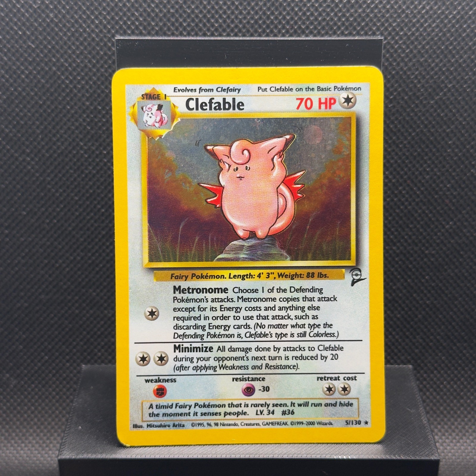 Clefable 5/130 Holo Rare Base Set 2 Pokemon Moderately Played
