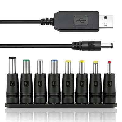 USB auf DC 12V Kabel 5,5x2,1mm Stecker Adapter 1m Universal Netzladegerät schwarz 