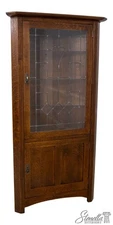 70238: STICKLEY Leaded Glass Mission Oak Corner China Cabinet