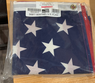 Vintage New In Bag 3ft. x5ft.  Sentinel Poly/Cotton U.S. Flag Metal Grommets
