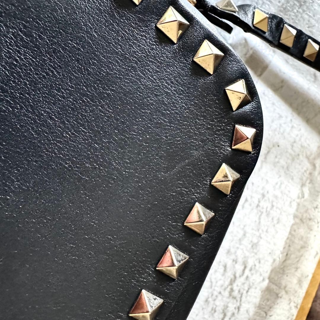 Valentino Garavani Rockstud Shoulder Bag Black Leather Excellent Condition Japa thumbnail 9