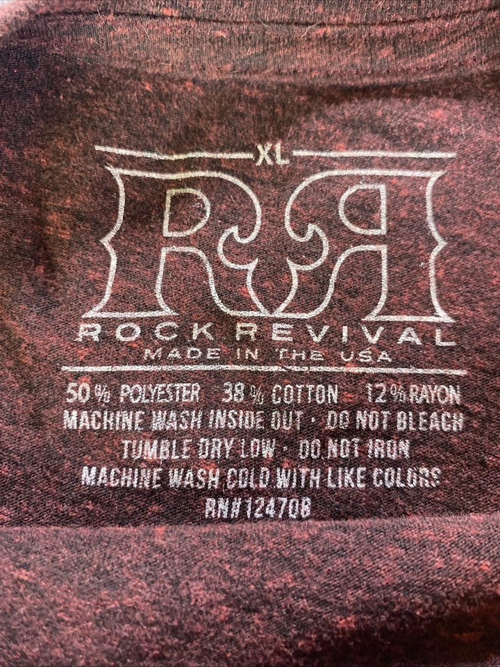 Rock Revival Men's Dark Red Cotton Graphic T-Shirt Size XL - Image 3 of 4