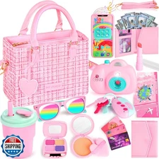 INNOCHEER Little Girls Purse, Kids Toy Purse with Pretend Makeup, 3 4 5 Year 