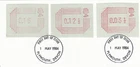 FRAMA Labels 16p 12.5p 3.5p ex FDC GB Used Plymouth 1984 ON PIECE (151190)
