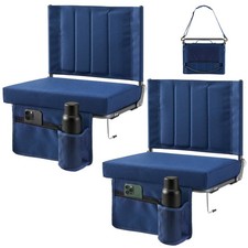 2 Pack Stadium Seats with Back Support, 3.15" Thick Padded Bleacher Chairs, L...