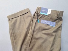 New Croft & Barrow Pants Men 36x32 Teak Performance Wool Pleated Office Preppy