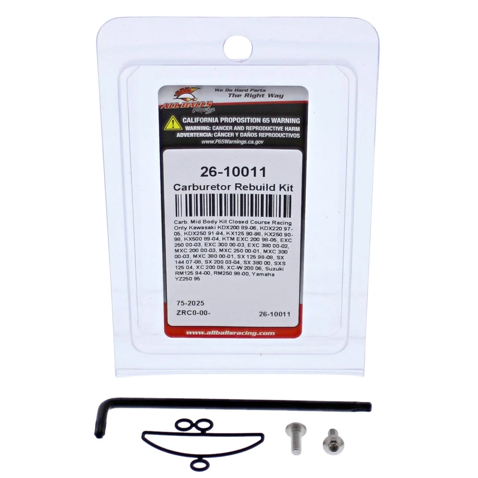 All Balls Carburetor Rebuild Kit (26-10011) For Kawasaki KX125 90-98 Foto 2 de 4