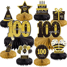 10PCS 100th Birthday Decorations Centerpieces for Table Decorations,Gold Black H