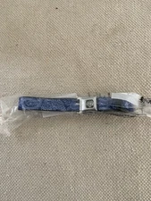 Men's Blue & White Paisley Design Seatbelt Style Bandana Print Belt Size 20-36