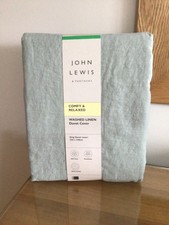 John Lewis Comfy & Relaxed Washed Linen King Duvet Cover Sage Green RRP £115.00