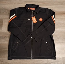 NOS Nitrous Oxide Systems Jacket Men Large Black Full Zip Up Pockets Vintage NOS