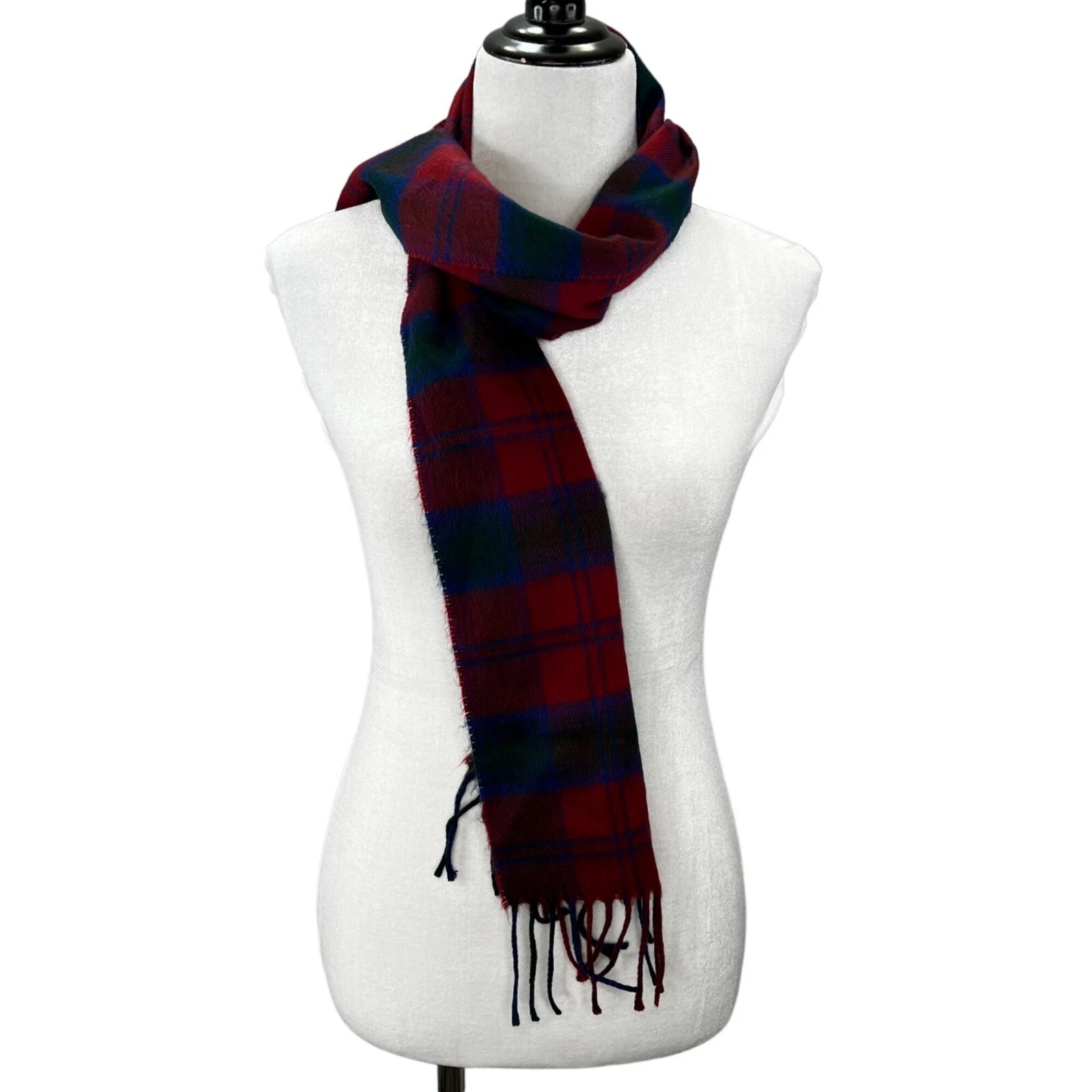Écharpe acrylique plaid rouge bleu vert frange douce Christian Dior Monsieur cachemire