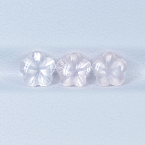 2.65 ct BUGG TOP FROWER CUT LIGHT COLOR / NATURAL ROSE QUARTZ - 3pcs Gems Video