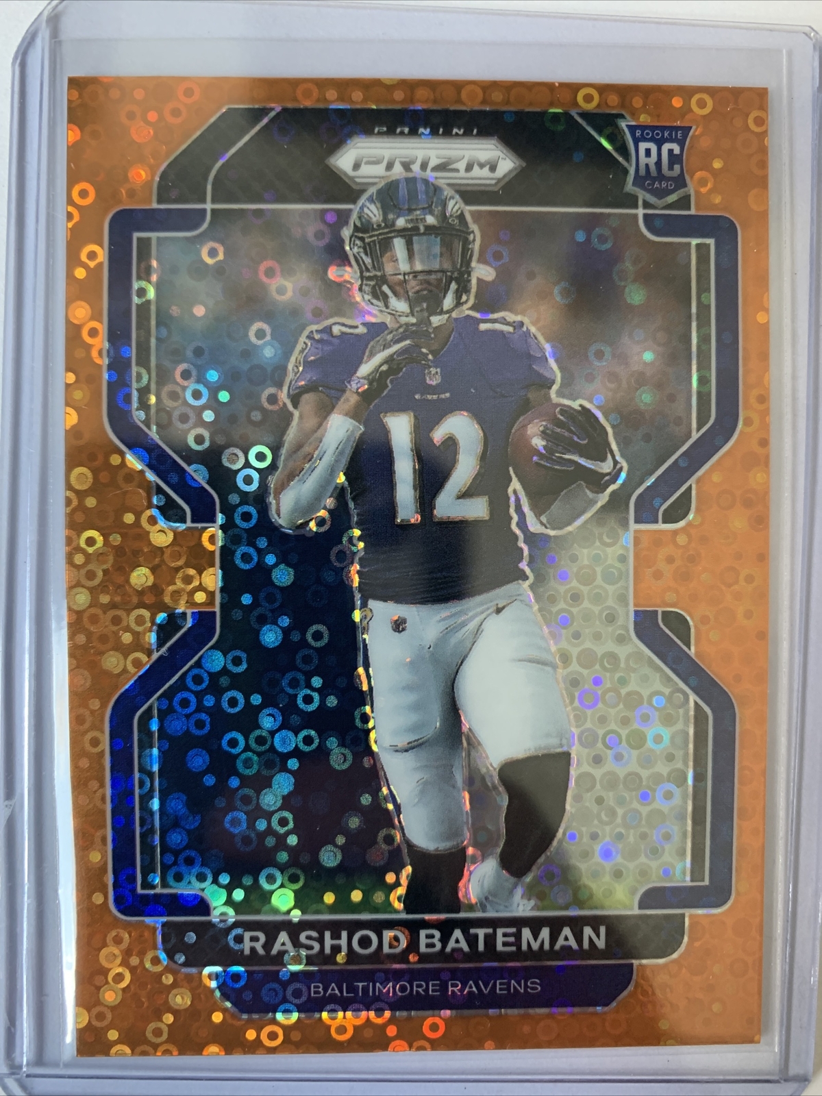 2021 Prizm Football Rashod Bateman ORANGE DISCO Rookie #340 Panini Ravens RC SP