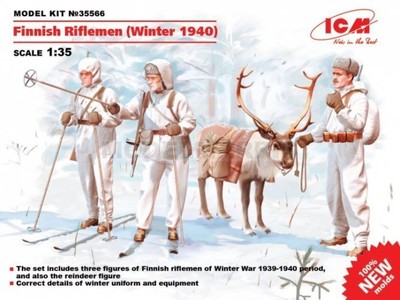 ICM 35566 1/35 Finnische Schützen (Winter 1940) (4 Zahlen - 3 Schütze, 1 Reindee
