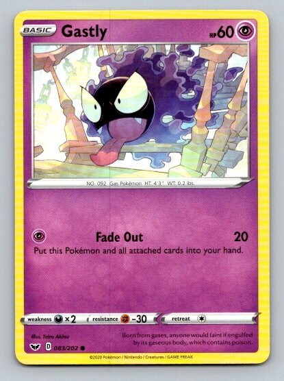 2020 Pokemon Card Sword & Shield Gastly 83/202