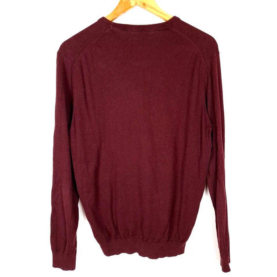 MASSIMO DUTTI Men's Jumper Size L Crew Neck Red Jersey Pullover Cotton Silk - Image 2 of 4