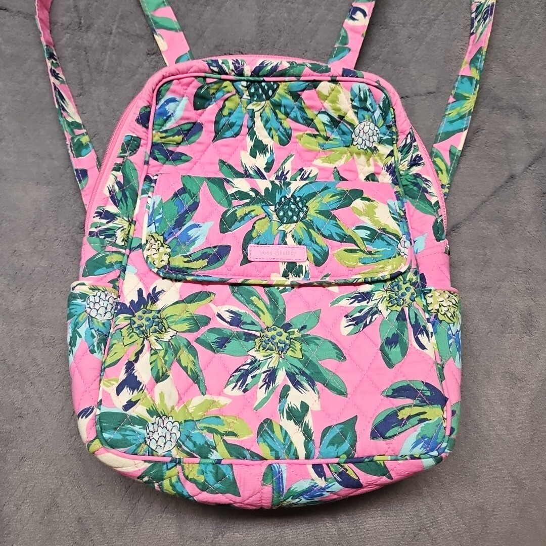 Vera Bradley Campus Backpack Quilted Tropical Paradise Pink Floral Zip Pocket Vera Bradley Lighten Up Compact Backpack Pink | Mercari main image 3