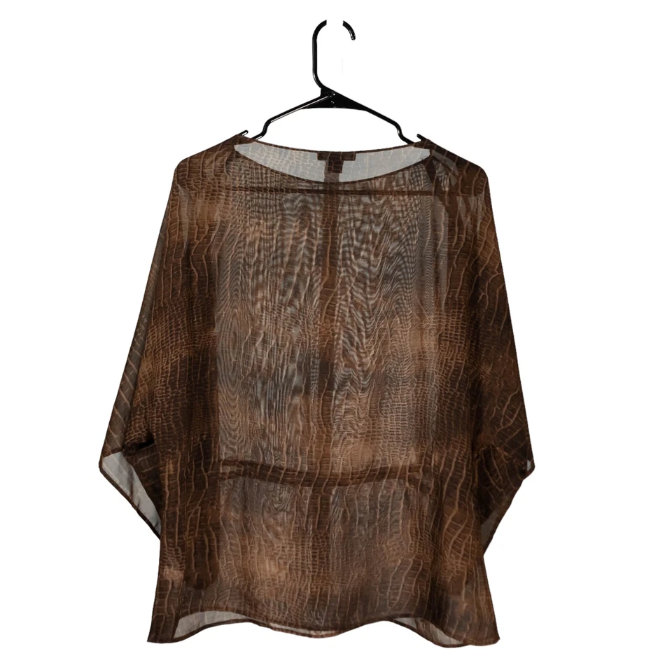 Blusa para mujer Chaps Ralph Lauren estampado de serpiente cordón occidental transparente top pequeña Foto 2 de 4