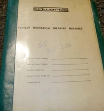 Edwards 8GA/2000 Truecut Shear Parts List Operator & Maintenance Manual xz
