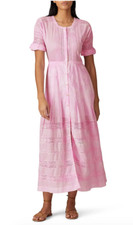 LoveShackFancy Tie Dye Shirt Maxi Dress Pink Cotton Lace Pink Edie Dress Size M