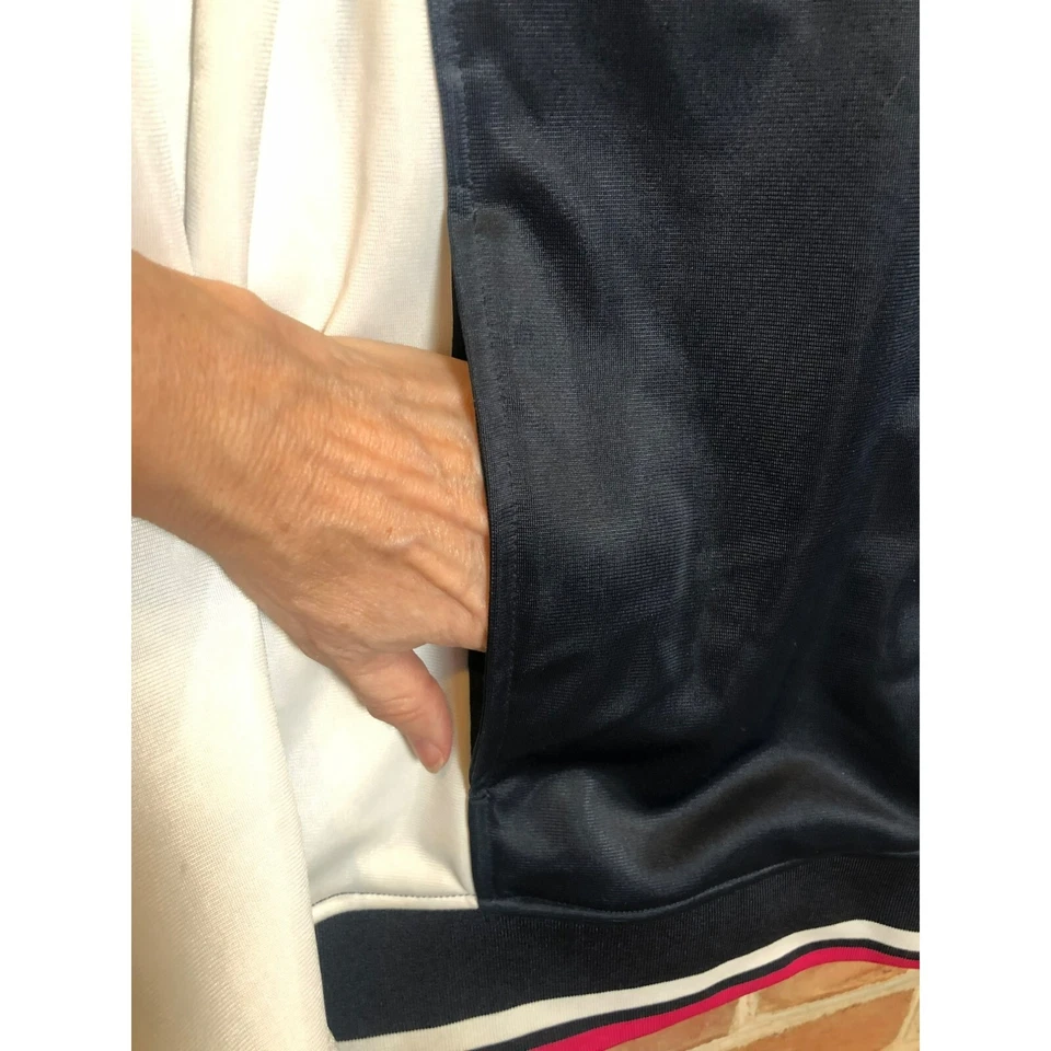 Marc Ecko 全拉链田径夹克 尺寸 L 海军蓝 白色 粉色 轨道夹克 Gorpcore — 第 3/4 张图片