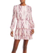 Aqua Pink Multi Metallic Stripe Snake Print Mini Dress L121304 Womens Size XS