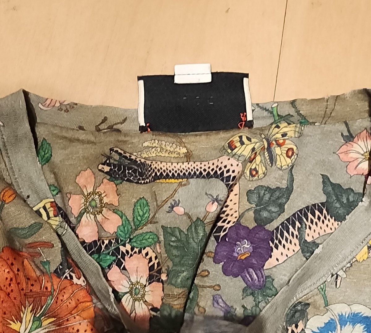 GUCCI Linen Floral Snake Print Damage Processing T-shirt XL | eBay