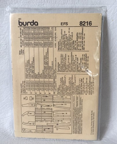 BURDA SEWING PATTERN 8216 UNCUT Mix and Match separates sizes 12-40 New OldStock - Picture 2 of 2