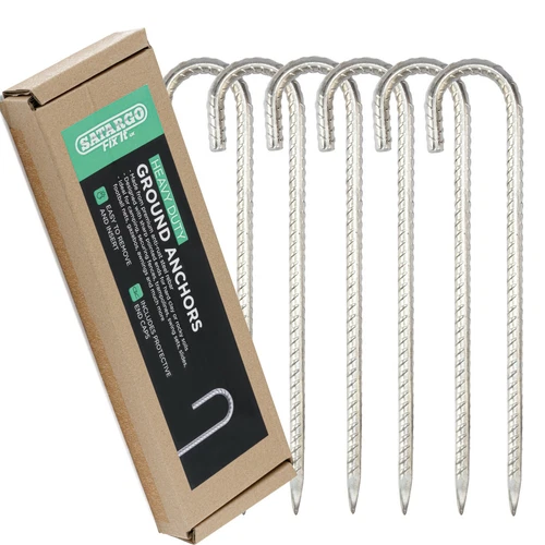 12" Heavy Duty Steel Tent Pegs J Ground Stakes Gazebo Galvanised Metal Rebar