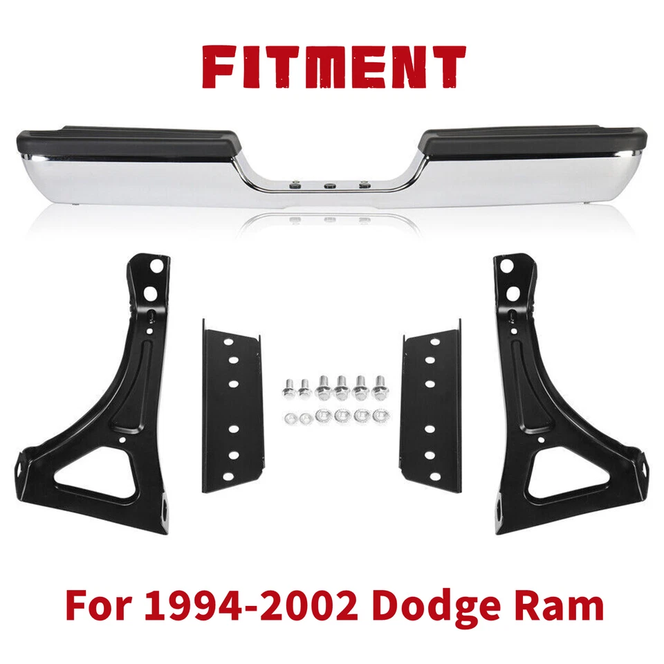 Conjunto de parachoques trasero de acero cromado para camioneta Dodge RAM 1500/2500/3500 1994-2002 Foto 2 de 4