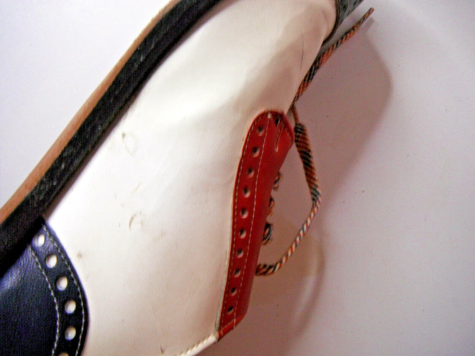 Zapatos patrióticos vintage de cuero raro Nunn Bush ROJOS blancos y azules talla 10 Foto 4 de 4