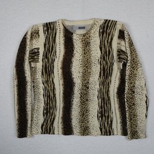 Vintage C.M. Shapes Sweater Women Size Medium Multicolor Leopard Print Pull Over
