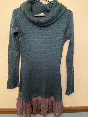 Alter'd State Cowl Neck Sweater Dress With Lace Hem M EUC | eBay