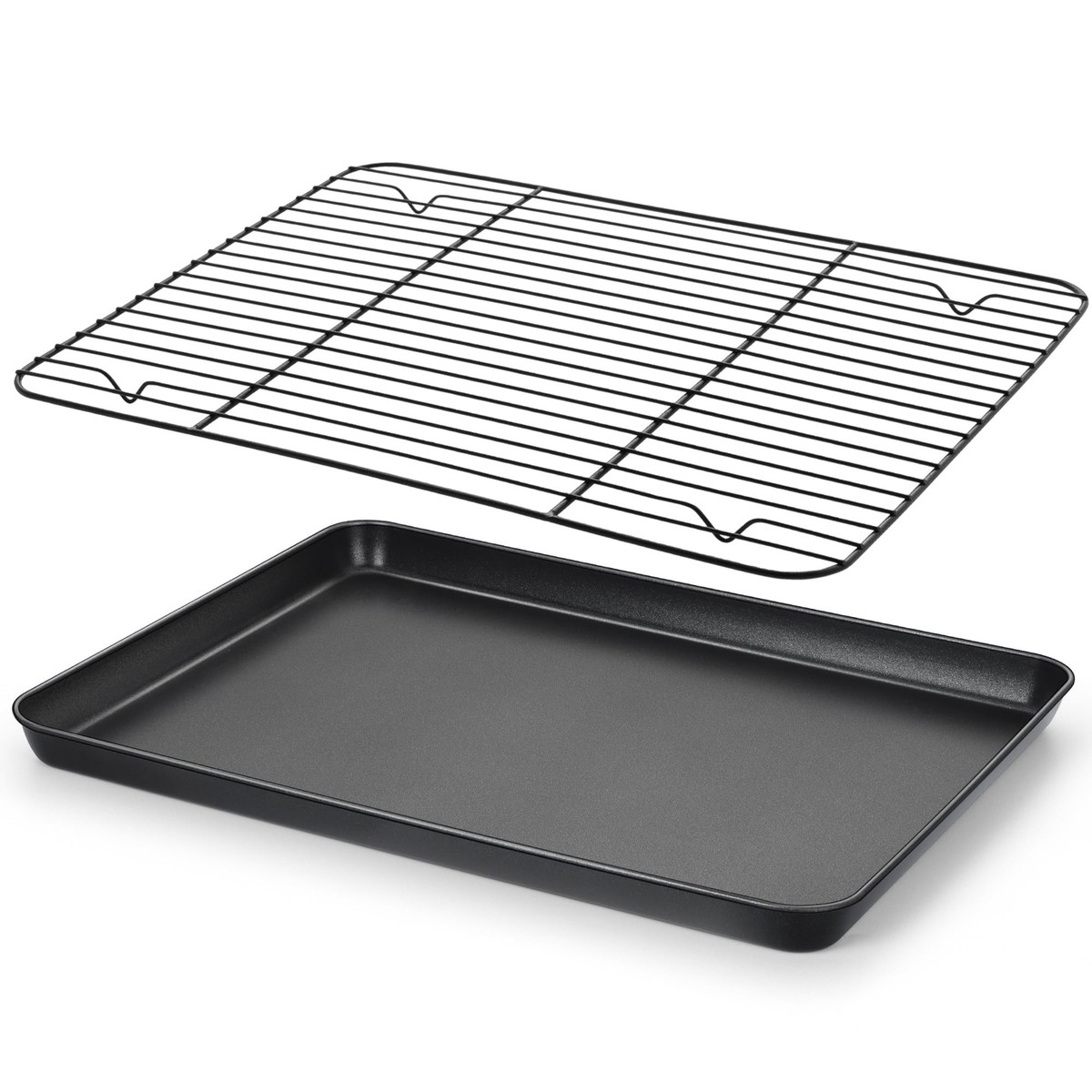 COOREL Commercial Quality Baking Sheet Pan Set, Natural Aluminum Cookie Sheet, Warp Resistant Nonstick Baker's Half Sheet Pan, 2 Pack