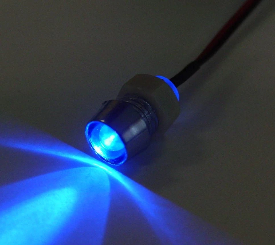 LED Schraube, Blau, Ultrahell, Chromdesign Effektbeleuchtung, 5mm LED Blau, 12V - Bild 1 von 1