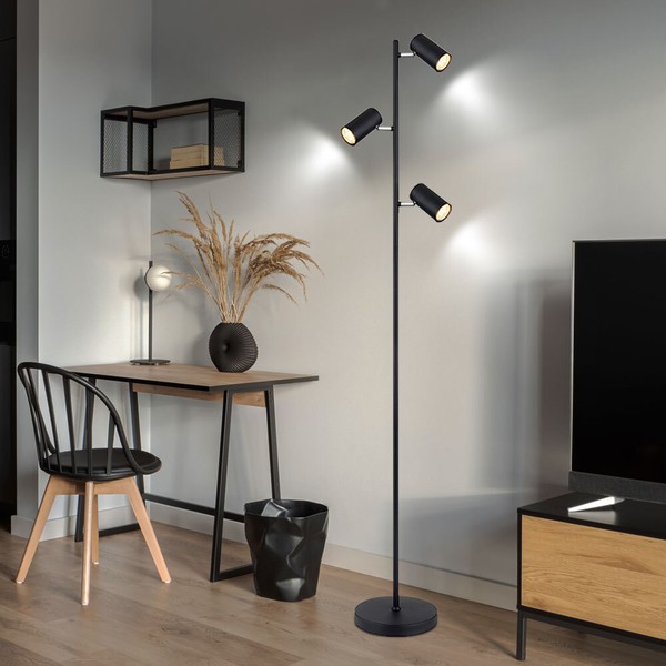 Stehlampe Standleuchte Beistellleuchte 3 Flammig Metall Spots Beweglich H 154Cm-image