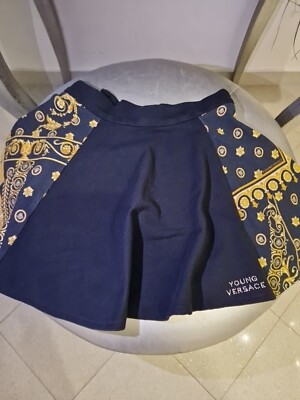 Versace Young Mädchen Rock Gr 7 Jahre Schwarz Gold Top Zustand Nicht Oft Getrag
