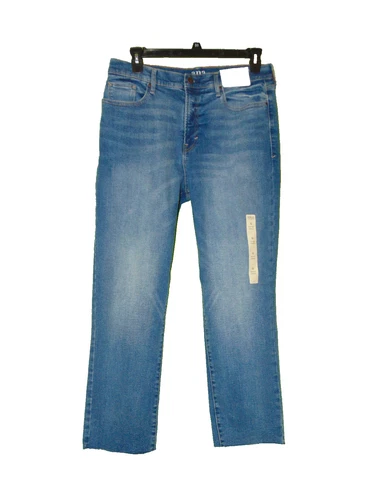 NWT A.N.A. Women's Size 16 High Rise Straight Leg Jeans Unhemmed Raw Hem Denim