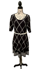 Studio One New York NWT Women's Black Striped Sweater Dress PLG Blk/Ivy