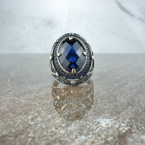 Blue Sky Natural Zircon Silver Sterling Ring,Diaspore Zircon Handmade Silver Rin - Picture 6 of 7