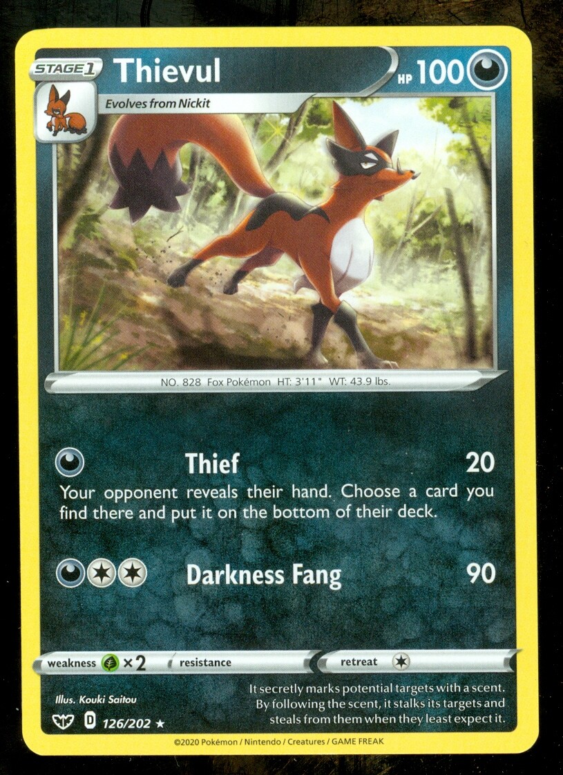 Pokemon THIEVUL 126/202 Sword & Shield RARE