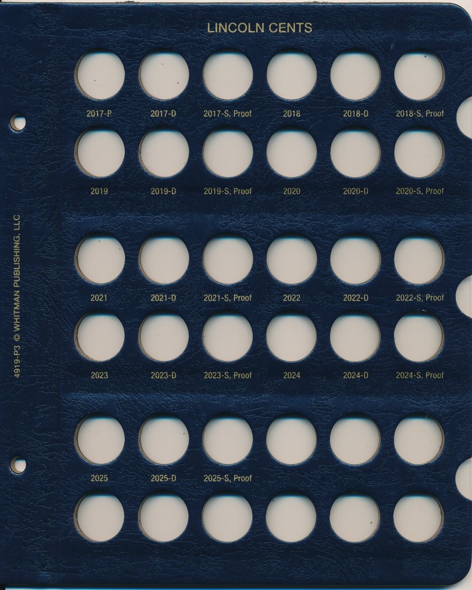 Whitman Blue Coin Album 4919 Lincoln Cent 1996-2025 PDS Mint Book